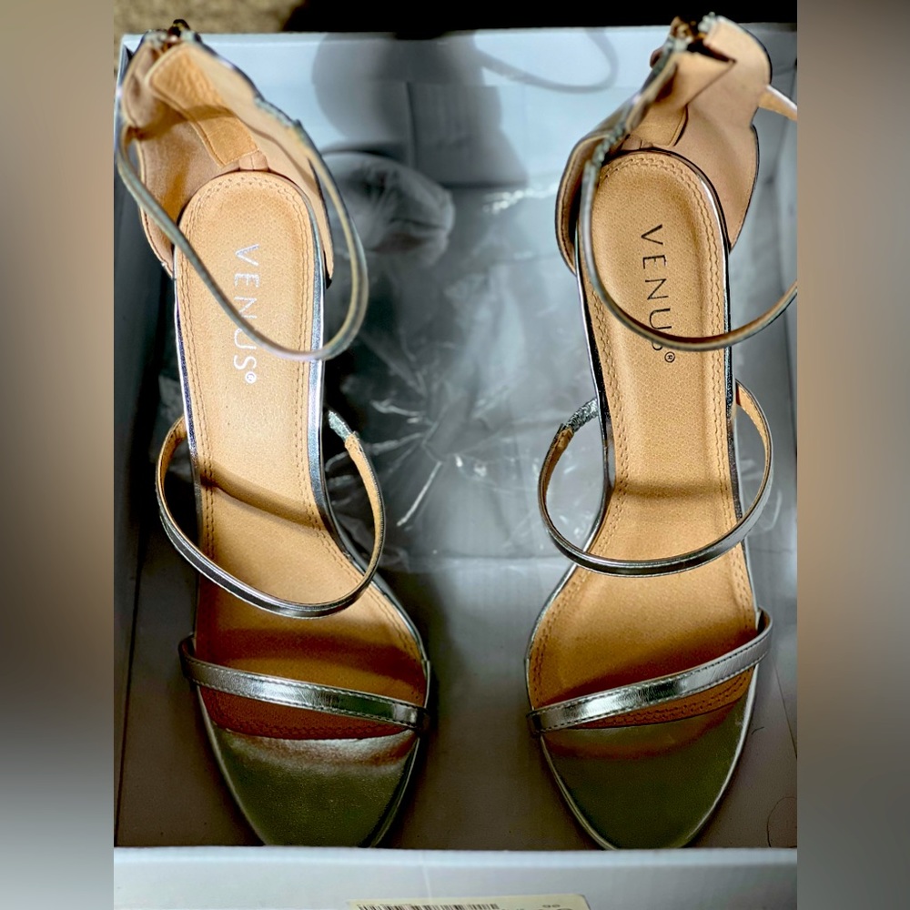 High Heel Strappy Sandals Silver